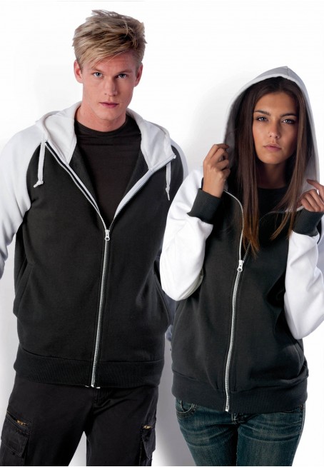 Kariban Baseball hooded sweater met rits [K447]