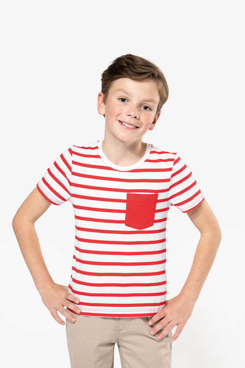 Kariban Kids striped short sleeve sailor t-shirt with pocket [K379]