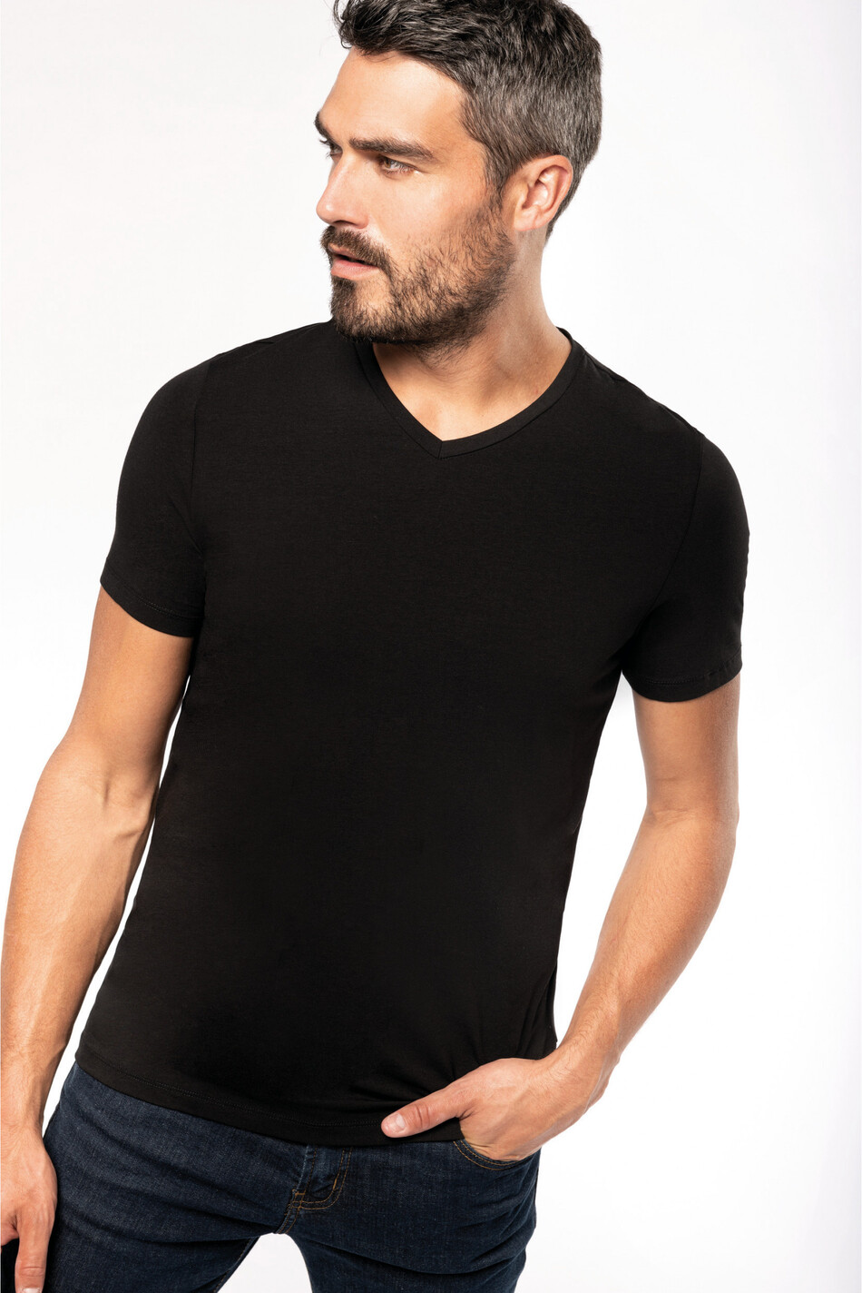 Kariban Mens short-sleeved V-neck t-shirt [K3014]