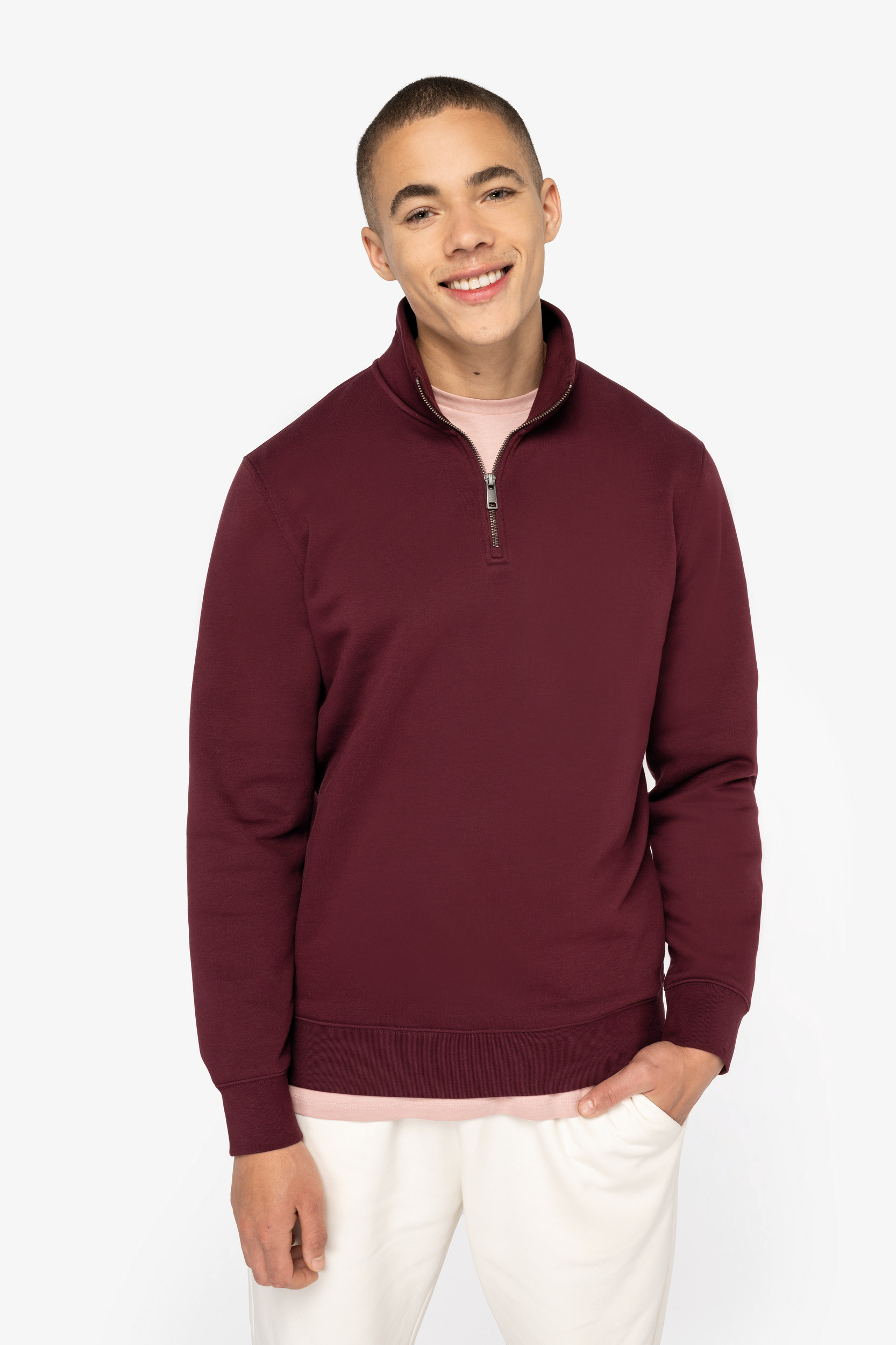 Native Spirit Men's eco-friendly zip high neck sweatshirt [NS428]